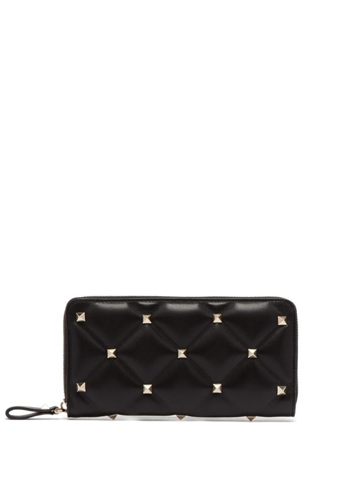 Valentino Candystud Leather Zip-around Wallet