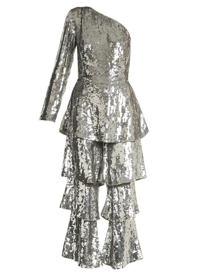 Osman Labelle Sequin-embellished Tiered-panel Jumpsuit