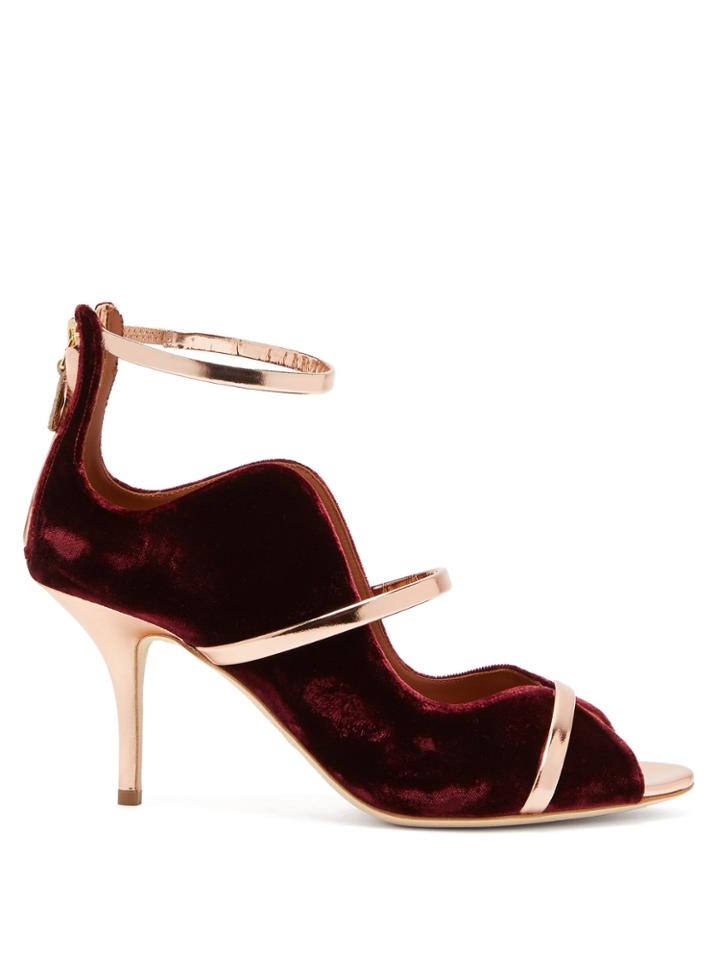 Malone Souliers Mika Metallic-trimmed Velvet Pumps