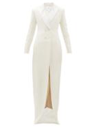 Matchesfashion.com Rebecca De Ravenel - Alexandra Double Breasted Jacquard Maxi Dress - Womens - Ivory