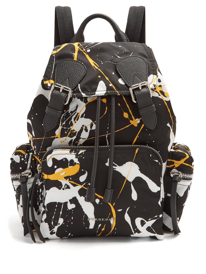Burberry Paint-effect Leather-trimmed Backpack
