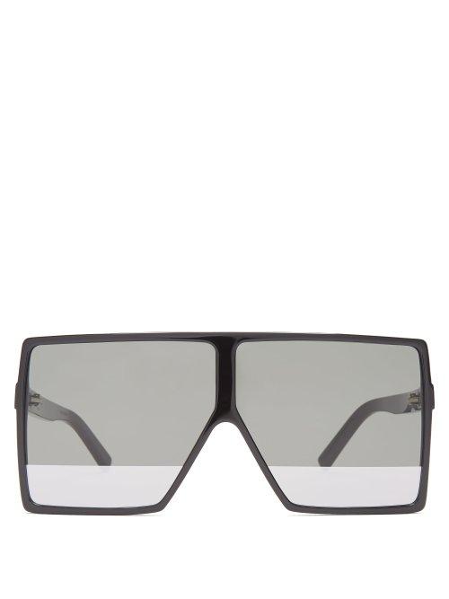 Matchesfashion.com Saint Laurent - Betty Flat Top Acetate Sunglasses - Womens - Black Multi