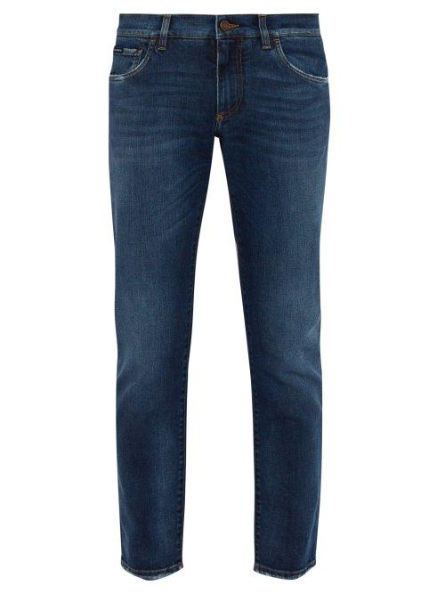 Matchesfashion.com Dolce & Gabbana - Logo Appliqu Pocket Slim Leg Jeans - Mens - Blue