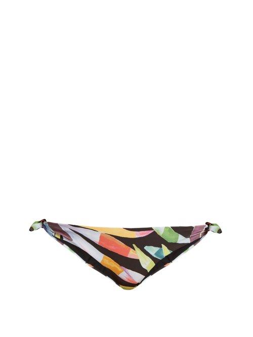 Matchesfashion.com Mara Hoffman - Marimba Print Side Tie Bikini Briefs - Womens - Black Multi