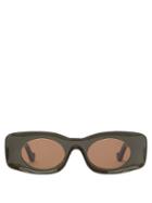 Mens Eyewear Loewe - Rectangular Oval Acetate Sunglasses - Mens - Khaki
