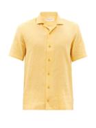 Mens Rtw Orlebar Brown - Hibbert Linen-blend Short-sleeved Shirt - Mens - Yellow