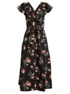 Matchesfashion.com Rebecca Taylor - Ikat Floral Print Cotton Dress - Womens - Black Print