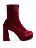 Miu Miu Velvet Block-heel Ankle Boots