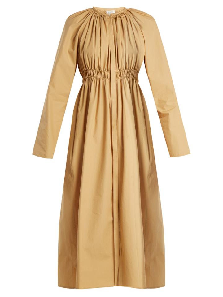 Lemaire Smocked Cotton-poplin Midi Dress