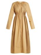Lemaire Smocked Cotton-poplin Midi Dress