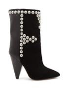 Matchesfashion.com Isabel Marant - Layo Studded Cone-heel Suede Calf Boots - Womens - Black