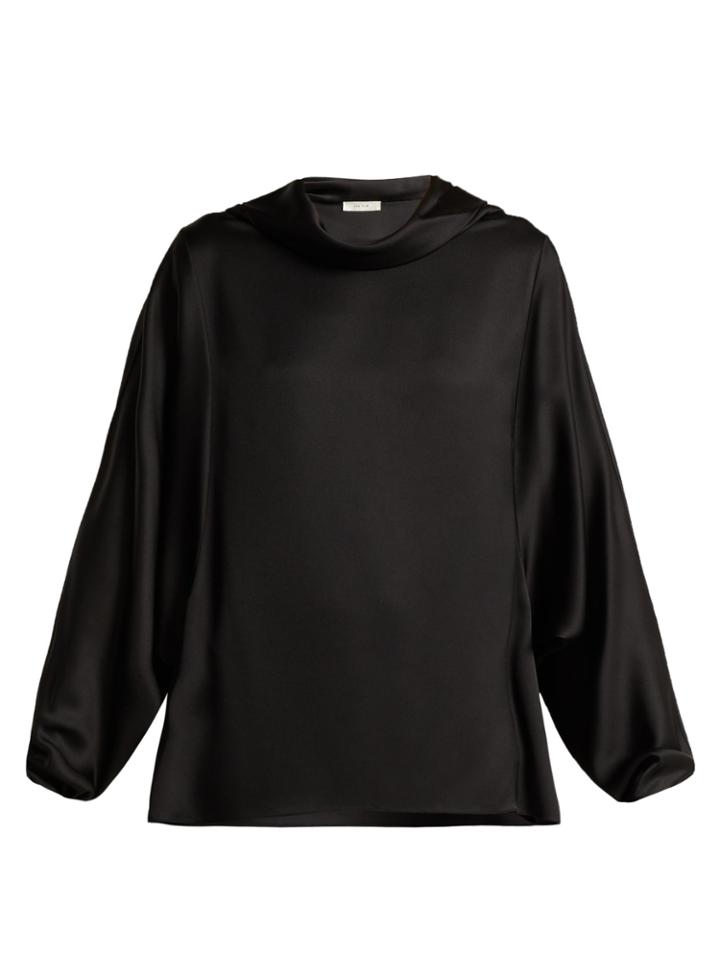 The Row Iona Cowl-neck Silk-satin Top