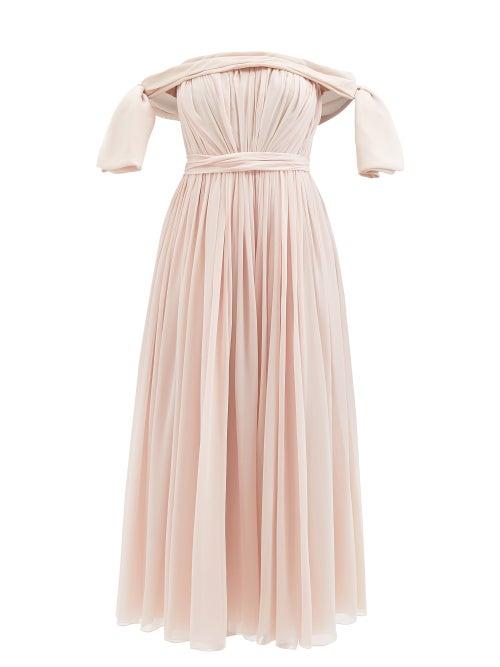 Giambattista Valli - Off-the-shoulder Gathered Silk-georgette Dress - Womens - Pink
