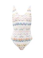 Matchesfashion.com Missoni Mare - Low-back Zigzag-jacquard Swimsuit - Womens - White Multi