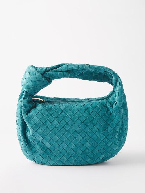 Bottega Veneta - Jodie Teen Intrecciato-suede Shoulder Bag - Womens - Blue