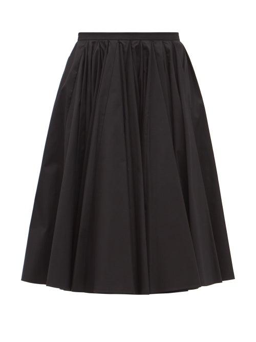 Matchesfashion.com Emilia Wickstead - Lily Gathered Cotton-twill Skirt - Womens - Black
