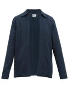 Matchesfashion.com Deveaux - Collared Textured Jersey Cardigan - Mens - Navy