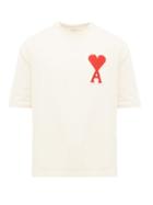 Matchesfashion.com Ami - Cross Stitch Logo Appliqu Cotton T Shirt - Mens - Cream
