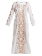 Juliet Dunn Sequin-embellished Embroidered Cotton Kaftan