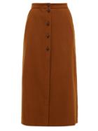 Matchesfashion.com Blaz Milano - Chinook Felted Wool Blend Midi Skirt - Womens - Brown