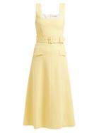 Matchesfashion.com Emilia Wickstead - Petra Panelled Wool Crepe Midi Dress - Womens - Light Yellow