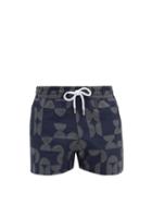 Matchesfashion.com Frescobol Carioca - Geometric-jacquard Technical-shell Swim Shorts - Mens - Navy