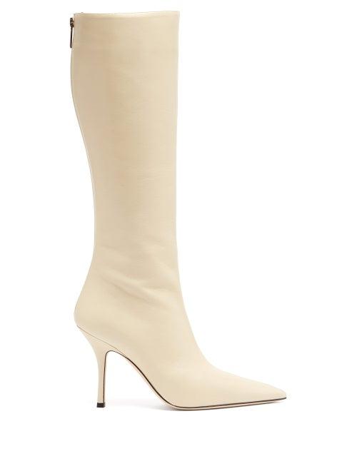 Matchesfashion.com Paris Texas - Mama Knee-high Leather Boots - Womens - Cream