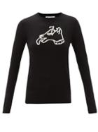 Matchesfashion.com Bella Freud - Dog-intarsia Wool Sweater - Womens - Black