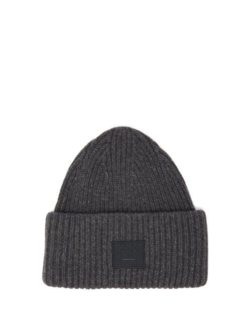 Matchesfashion.com Acne Studios - Pansy Ribbed Knit Wool Beanie Hat - Womens - Grey