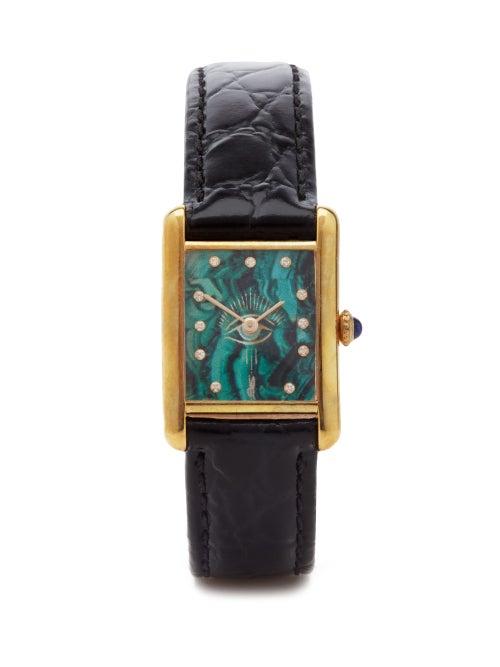 Jacquie Aiche - Vintage Cartier Tank Diamond & Gold-vermeil Watch - Womens - Green Gold