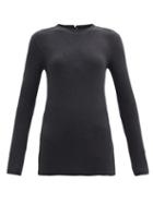 Matchesfashion.com Brunello Cucinelli - Ribbed Cotton-blend Jersey Long-sleeved T-shirt - Womens - Dark Grey