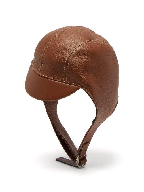 Matchesfashion.com Burberry - Leather Pilot Cap - Womens - Brown