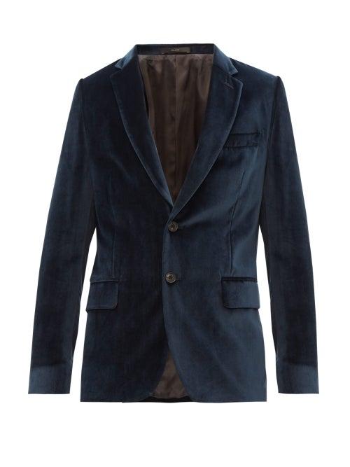 Matchesfashion.com Paul Smith - Soho Fit Single Breasted Velvet Blazer - Mens - Navy