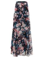 Matchesfashion.com Erdem - Glacinta Floral-print Silk Crepe De Chine Skirt - Womens - Black Pink