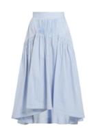 Teija Smocked Dip-hem Striped Cotton Skirt
