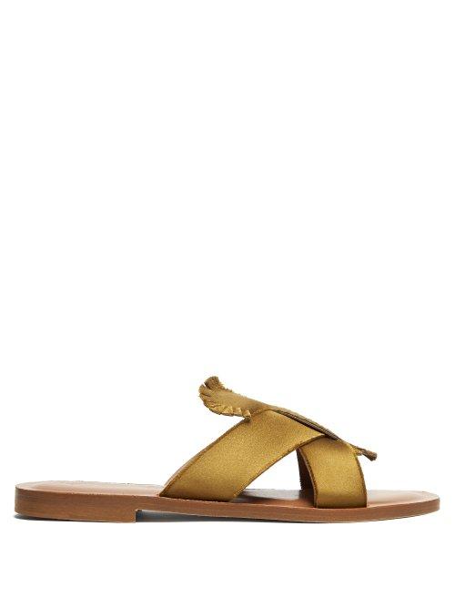Matchesfashion.com Lvaro - Antoniona Frayed Satin Sandals - Womens - Dark Yellow