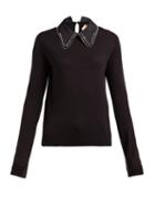 Matchesfashion.com No. 21 - Embellished Collar Wool Blend Sweater - Womens - Black