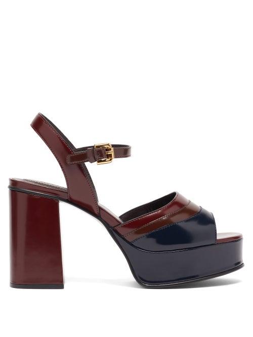 Matchesfashion.com See By Chlo - Panelled Platform Leather Sandals - Womens - Burgundy Multi