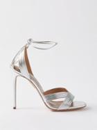 Aquazzura - Ari 105 Metallic-leather Sandals - Womens - Silver