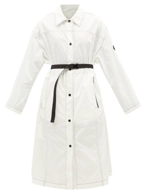 Moncler - Guirden Topstitched Garbadine Coat Dress - Womens - White