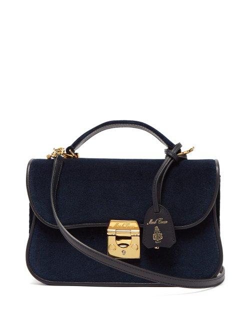 Matchesfashion.com Mark Cross - Dorothy Velvet Shoulder Bag - Womens - Navy