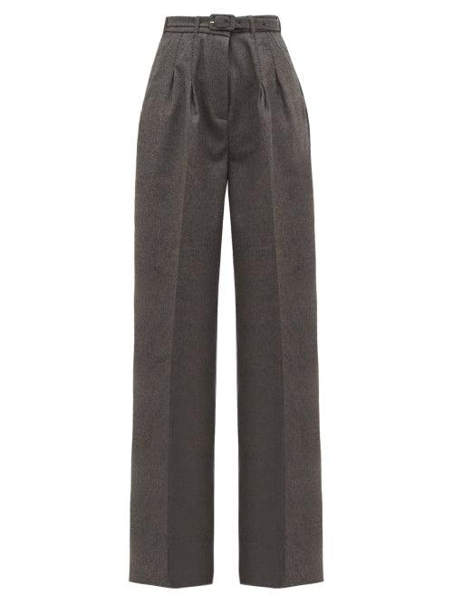 Matchesfashion.com Gabriela Hearst - Vargas Wide Leg Cashmere Trousers - Womens - Grey
