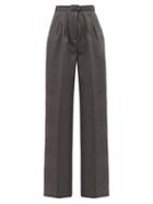 Matchesfashion.com Gabriela Hearst - Vargas Wide Leg Cashmere Trousers - Womens - Grey