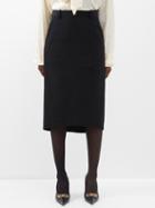 Balenciaga - Pinstripe Wool Skirt - Womens - Black White