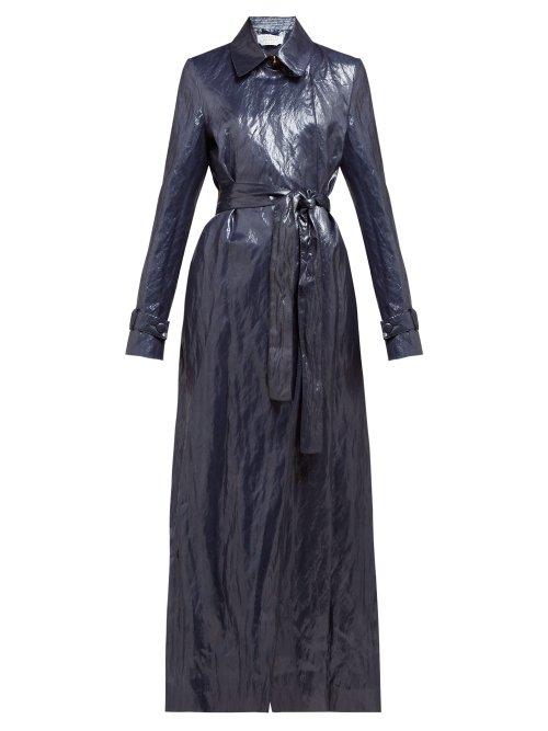 Matchesfashion.com Gabriela Hearst - Dunne Waxed Trench Coat - Womens - Dark Blue