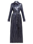 Matchesfashion.com Gabriela Hearst - Dunne Waxed Trench Coat - Womens - Dark Blue