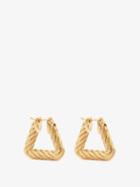 Bottega Veneta - Rope-twist 18kt Gold-plated Triangle Hoop Earrings - Womens - Yellow Gold