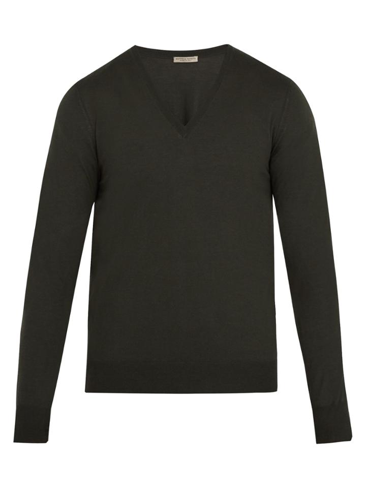 Bottega Veneta V-neck Intrecciato-panelled Wool Sweater