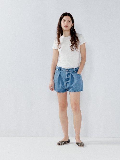 Raey - Denim Shorts - Womens - Light Blue
