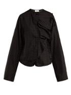 Matchesfashion.com Lemaire - Checked Asymmetric Wool Blend Top - Womens - Black Multi